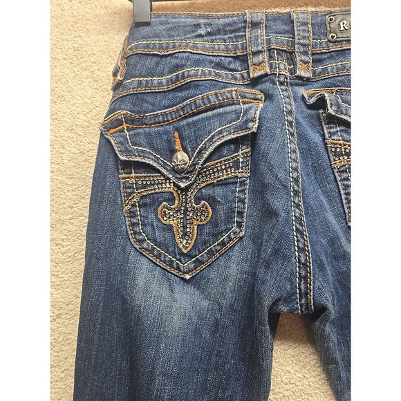 Rock Revival Patti Boot Cut Studs Womens Jeans Staight 28 Low Rise - Picture 3 of 16